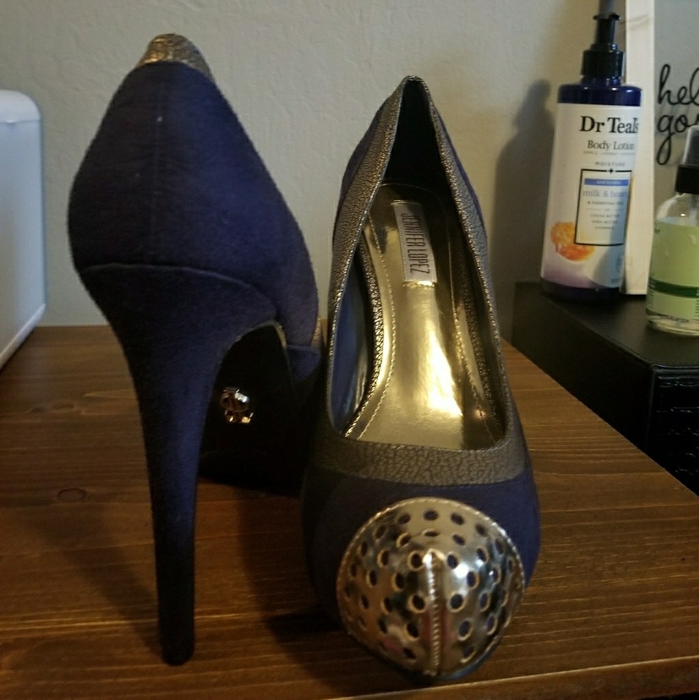 Blue gold  heels
